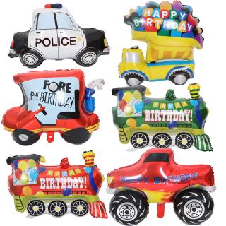 Ready stock! 【KT】Medium cartoon balloon car / engineering car / police car / wedding car / truck / train aluminum foil balloon/ birthday party decoration party