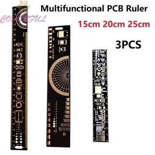 ไม้บรรทัดวัดตัวเก็บประจุไดโอด IC SMD PCB อเนกประสงค์ 15 20 25 ซม. 3 ชิ้น