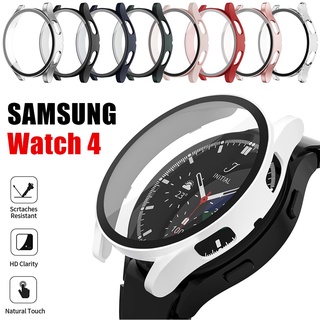ฟิล์มกันรอยหน้าจอ 44 มม. 40 มม. สําหรับ Samsung Galaxy Watch 4 Tempered Glaxy Watch + Pc เคสอุปกรณ์เสริมสําหรับ Galaxy 4