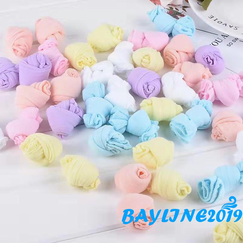 bay-ถุงเท้าผ้ายืดสีแคนดี้สีพื้นสไตล์เรียบง่ายสําหรับเด็ก