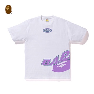 HH BAPE Mens Autumn and Winter Ape-man Head Letters Hit Color Printing Pattern Short-sleeved T-shirt  เสื้อยืดผ้าฝ้าย