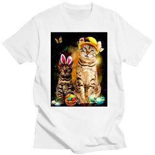 เสื้อยืดโอเวอร์ไซส์ผู้ชาย T เสื้อ Bengal Cat Happy Easter Day เสื้อยืด  ฤดูร้อนใหม่ mens tshirtS-3XL