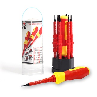 7 In 1 Insulated Screwdriver Set Electrician Precision Magnetic Screw Diver Bit Kit Electrical Equipment Repair Tool Han