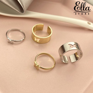 Ellastore123 แหวนแต่งงาน รูปดวงจันทร์ สีพื้น สไตล์พังก์ ของขวัญวันเกิด 2 ชิ้น ต่อชุด