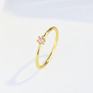 แหวนชุบทอง 14K ขนาดเล็ก ประดับเพทาย สำหรับผู้หญิง Agete de2-4745