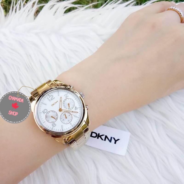 dkny-crosby-gold-tone-multifunction-watch-กล่องเหล็กfossil-ny2471