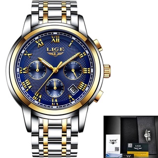 New LIGE Watches Men Luxury Brand Chronograph Men Sports Watches Waterproof Full Steel Quartz Men s