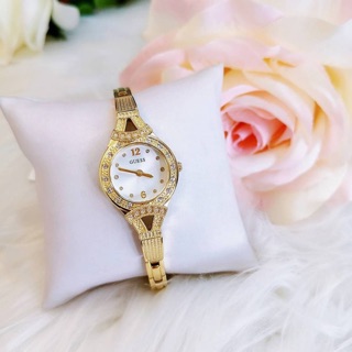 นาฬิกา GUESS Womens Stainless Steel Crystal Vintage-Inspired Bracelet Watch U1032L2 สแตนเลส สีทอง 22.5 มม