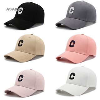 Asaka หมวกเบสบอล ปักลายตัวอักษร C แฟชั่นฤดูร้อน สําหรับผู้หญิง และผู้ชาย