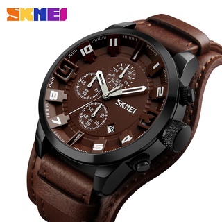 SKMEI New Fashion Sport Quartz Watches Men Luxury Business Leather Watch Waterproof Wristwatches Male Clock Relogio