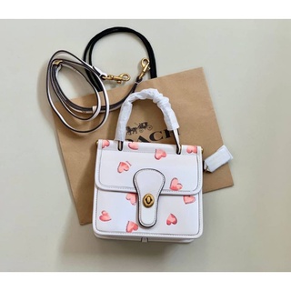 กระเป๋า COACH LIMITED EDITION WILLIS TOP HANDLE 18 WITH HEART PRINT C3919 แท้💯 ส่งฟรี