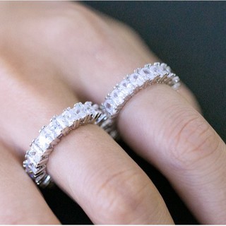 แหวนแต่งงานแหวนหมั้นเพทายหรูหราสำหรับผู้หญิง
