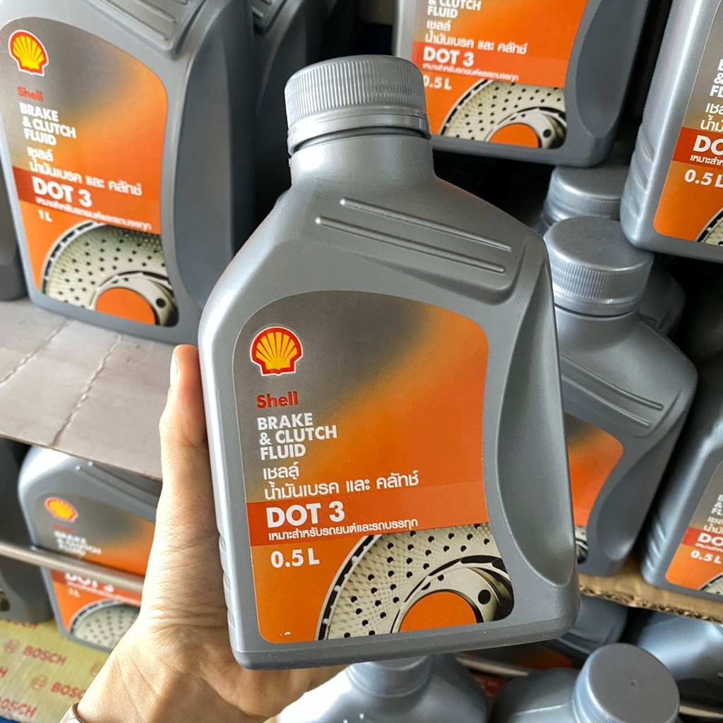 น้ำมันเบรค Shell เชลล์ Brake-Clutch Fluid DOT3 ขนาด 0.5 / 1 ลิตร ...