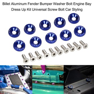 3elife☆Billet Aluminum Fender Bumper Washer Bolt Engine Bay Dress Up Kit Universal Sc