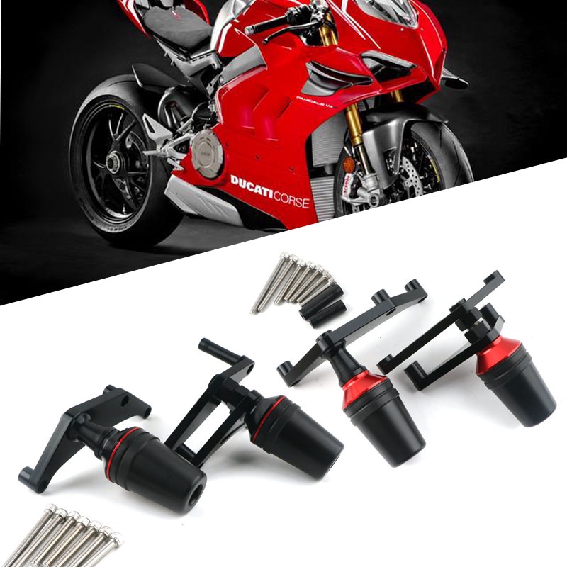 กันล้มมอเตอร์ไซค์บิ๊กไบค์รุ่น-ducati-ducati-panigale-v4-v4sกันล้มแฟริ่งข้างซ้ายข้างขวาสีดำสีแดงป้องกันแฟริ่งป้องกันเครื่