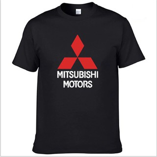 MITSUBISHI เสื้อยืดแขนสั้นผ้าฝ้ายพิมพ์ลายโลโก้มิตซูบิชิสําหรับผู้ชาย