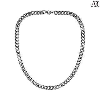 ANGELINO RUFOLO Necklace ดีไซน์ 9 mm. Cuban Chain สร้อยคอ Stainless Steel 316L(สแตนเลสสตีล)คุณภาพเยี่ยม สีเงิน