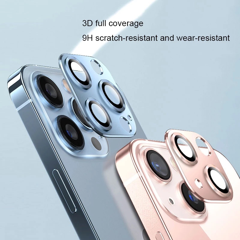 ภาพหน้าปกสินค้าตัวป้องกันเลนส์กล้องแบบเต็มฝาครอบสำหรับ IPhone 11 13 Pro Max 11 Pro Max 12 กระจกนิรภัยขนาดเล็กสำหรับ ตัวป้องกันกล้องโลหะ