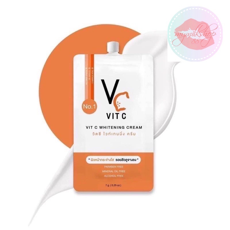 ราคาและรีวิวVC Vit C Whitening Cream วีซี วิตซี ไวท์เทนนิ่ง ครีม ( แบบซอง)