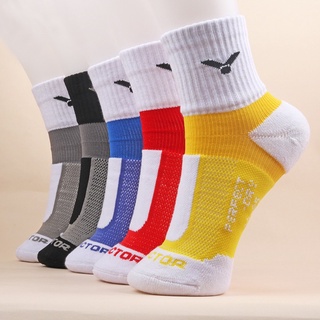 ถุงเท้ากีฬา ถุงเท้าVictor Towel Bottom Badminton Socks Professional Breathable Mens Long Barrel Thick Sweat-absorbing Quick Dry Odor-proof Outdoor Running Sports Socks Wholesale Foreign Trade