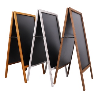UNHO กระดานดำแม่เหล็ก กระดานดำเมนู ป้ายกระดานดำ 2 ด้าน กระดานดำแม่เหล็กขอบไม้ 50x100 ซม Wooden Magnetic Chalkboard