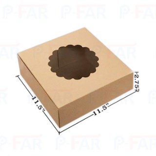 (50 ใบ/แพ็ค) กล่องเค้กแม็ค 4 ปอนด์เตี้ย (ขนาด 11.5 x 11.5 x 2.75 นิ้ว) เจาะดอกไม้_INH102