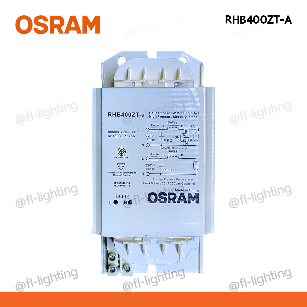 osram-บัลลาสต์แกนเหล็กสำหรับหลอดก๊าสความดันสูง-400w-รุ่น-rhb400zt-a-สำหรับหลอดแสงจันทร์-เมทัลฮาไลด์-400w