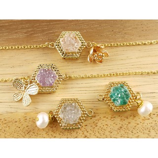 สร้อยข้อมือทองผีเสื้อ14k ประดับดรูซี่สีม่วง อเมทิสต์ ประจำราศีกุมภ์ สร้อยข้อมูงานแต่ง ราคาส่ง