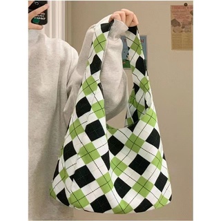 💥Hot sale🎊👜High-end checkerboard canvas bag womens 2022 new large-capacity portable shoulder tote bag