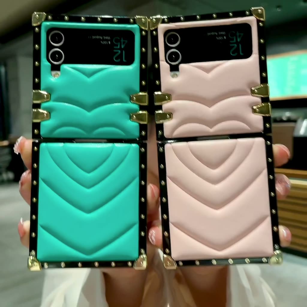 เคสโทรศัพท์มือถือ-ทรงสี่เหลี่ยม-หรูหรา-สําหรับ-samsung-galaxy-z-flip-3-flip-4