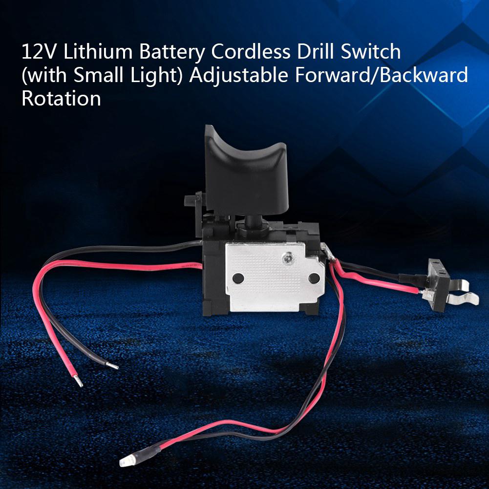 7.2 V - 24 V สวิตช์ทริกเกอร์ ควบคุมความเร็วสว่านไร้สาย พร้อมไฟขนาดเล็ก