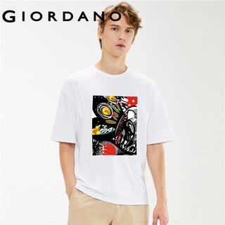HH Giordano เสื้อยืดคอกลมแขนสั้นผ้าฝ้ายพิมพ์ลายสำหรับผู้ชาย 91091215 คอกลมเสื้อยืด