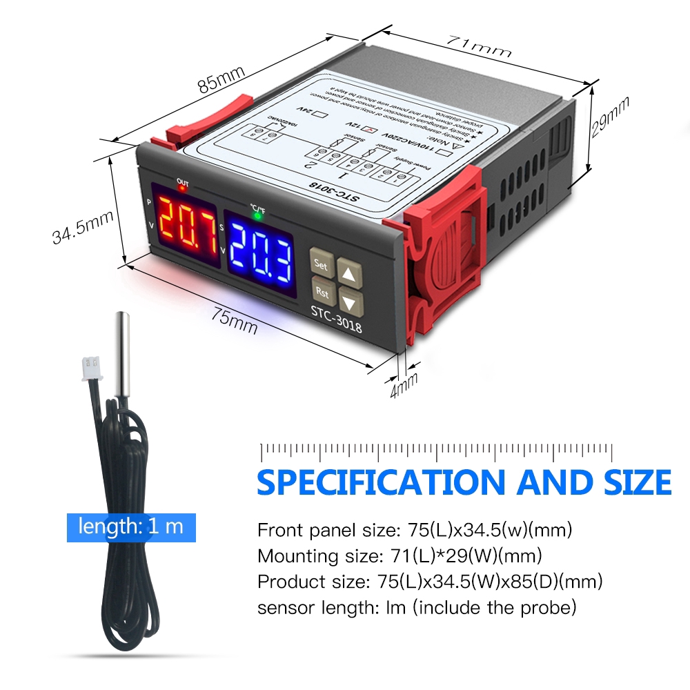 diymore-ดิจิตอลคอนโทรลเลอร์อุณหภูมิ-ac-110v-220vdc-12v-24v-stc-3018-thermostat-dual-จอแสดงผล-sensor-probe