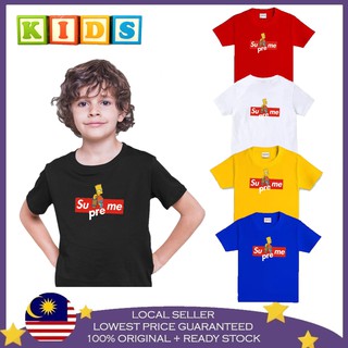 เสื้อยืด ผ้าฝ้าย 100% พิมพ์ลาย The SIMPSONS X SUPREME BAJU BUDAK KECIL KIDS BAJU สําหรับเด็ก