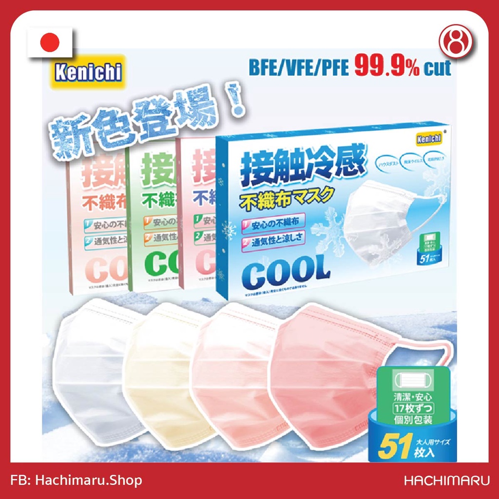 หน้ากากอนามัยแบบเย็น Kenichi Cool Mask 51 ชิ้น นำเข้าจากประเทศญี่ปุ่น ...