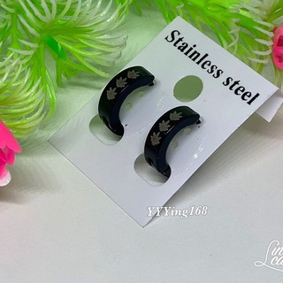 ต่างหู ตุ้มหู จิว ต่างหูผู้ชาย Punk Men Stainless Steel Hoop Piercing Round Earrings for Women Men 1 คู่