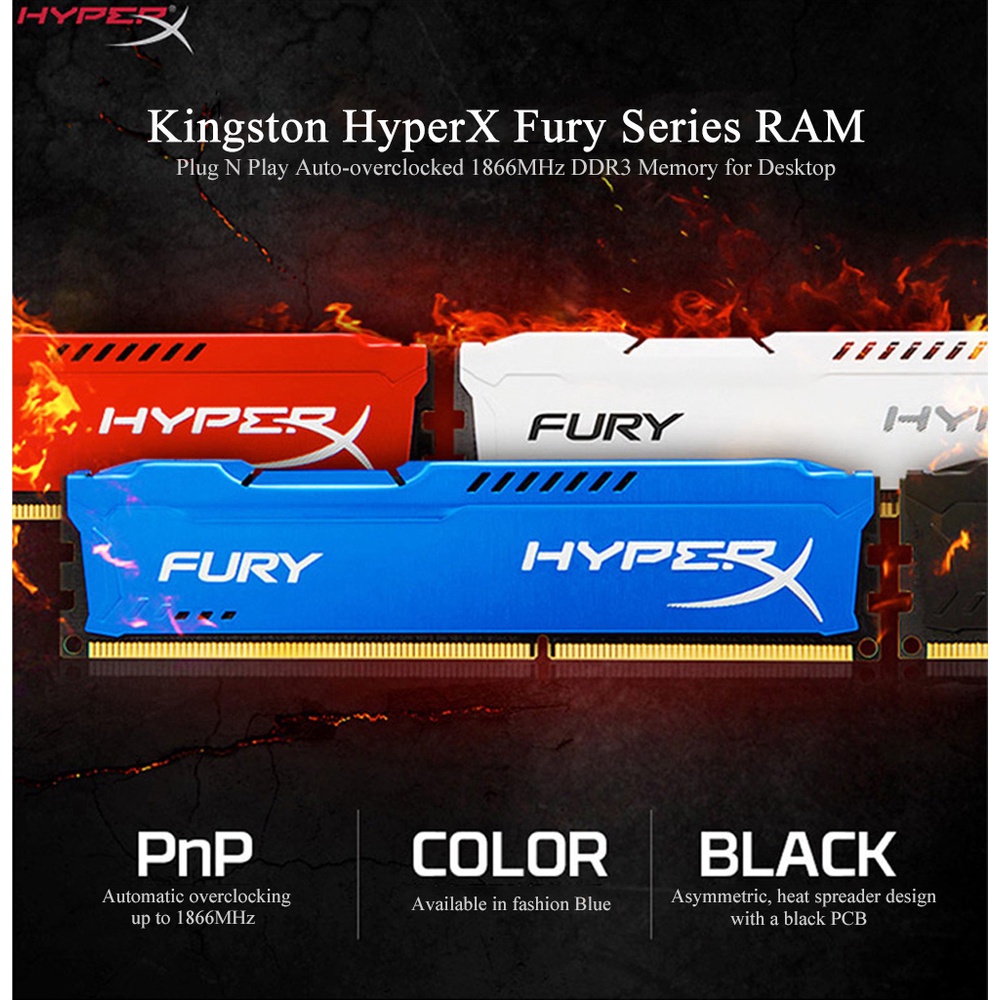 ภาพสินค้าKingston Hyperx 4GB/8GB Desktop RAM DDR3 1333/1600/1866MHZ DIMM memory for PC จากร้าน mboy_computer_accessories บน Shopee ภาพที่ 4