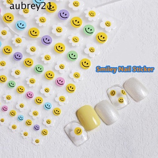 Aubrey1 สติกเกอร์ติดเล็บ ลายการ์ตูนหมี ยูนิคอร์น ดอกไม้ มีกาวในตัว DIY