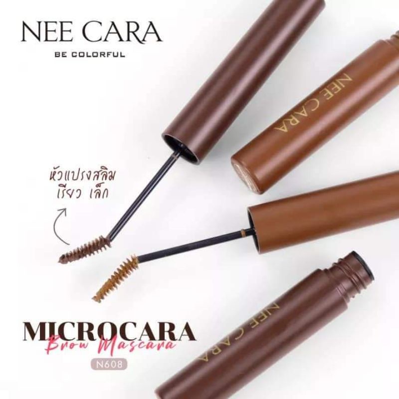 ของแท้-มีของแถม-nee-cara-microcara-brow-mascara-นีคารา-มาสคาร่า-มาสคาร่าปัดคิ้ว-หัวแปรงสลิม