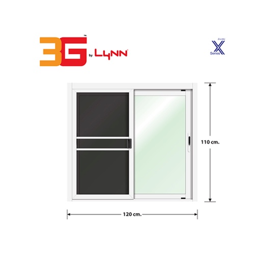 3g-x-serie-หน้าต่างอะลูมิเนียม-บานเลื่อน-ss-120x110ซม-สีขาว-พร้อมมุ้ง