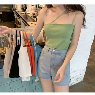 bonniefashion(พร้อมส่ง/ใหม่#C003-1)เสื้อสายเดี่ยวไหมพรมแฟชั่นเซ็กซี่