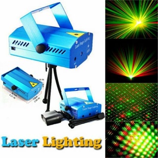 เครื่องฉายไฟเวทีแสงเลเซอร์ mini laser stage lighting projector ปรับแสงได้หลากหลาย มีพัดลมระบายความร้อน