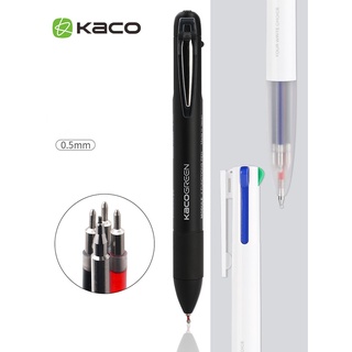 Kaco 4 in 1 ปากกาเจล 0.5 มม. สีดํา สีฟ้า สีแดง อเนกประสงค์ สไตล์ญี่ปุ่น สําหรับโรงเรียน สํานักงาน