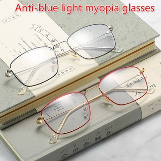 ผู้ชายและผู้หญิงแว่นตาป้องกันแสงสีฟ้าป้องกันรังสีสายตาสั้นแว่นตาโลหะกรอบกลมแว่นสายตาสั้นย้อนยุคองศา [0° ถึง-600 °]