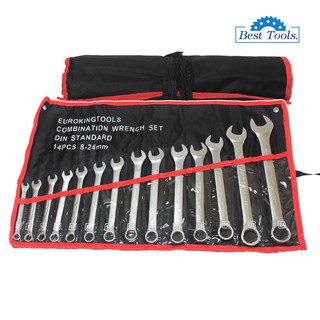 EURO KING TOOLS ครื่องมือช่าง ประแจแหวนข้างปากตาย 14 ตัวชุด เบอร์ 8-24 MM