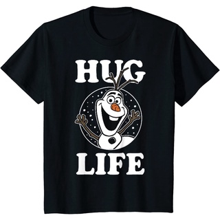 เสื้อยืดผ้าฝ้ายพรีเมี่ยม เสื้อยืด พิมพ์ลายดิสนีย์ Frozen Olaf Hug Life Portrait