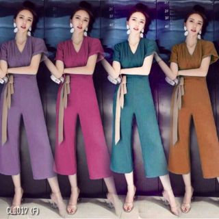 JUMPSUIT งานจั้มสูทสีสดใส ใส่ต้อนรับซัมเมอร์กันเลยผ้าโฟเวย์เนื้อดีสีสดงานคอวีป้ายเชือกยาวผูกเป็นโบว์มีซิปหลังเอวไม่สม้อค