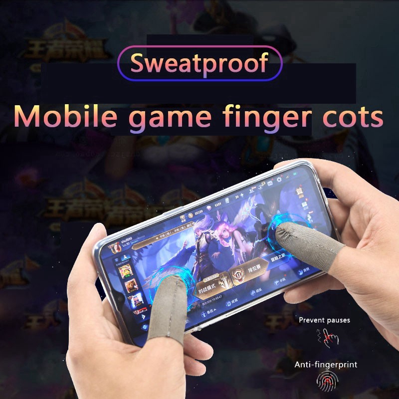 รูปภาพสินค้าแรกของ1pair Finger cot Ultra Thin Washable Men Women Breathable Smartphone Mobile Sensitive Game Controller Sweatproof Solid