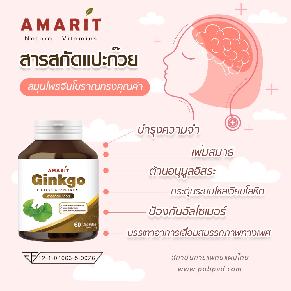 amarit-ginkgo-เพิ่มความจำ-บำรุงสมอง-60-แคปซูล