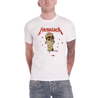 เสื้อยืดผ้าฝ้ายเสื้อยืด พิมพ์ลาย Metallica One Landmine Band Official s สีขาว สําหรับผู้ชายL XL  XXL 3XL
